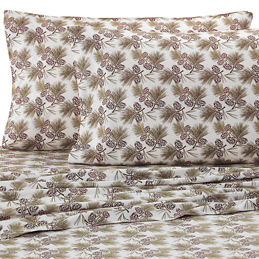 Alternate image 1 for Micro Flannel® Printed Pinecone Full Sheet Set
