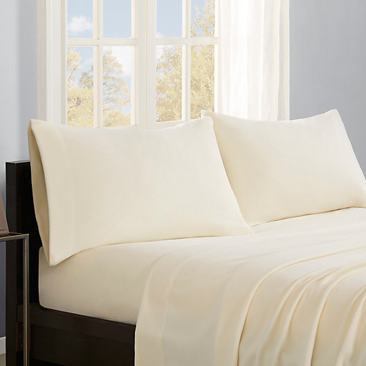 Alternate image 1 for True North by Sleep Philosophy Solid Microfleece Queen Sheet Set in Ivory