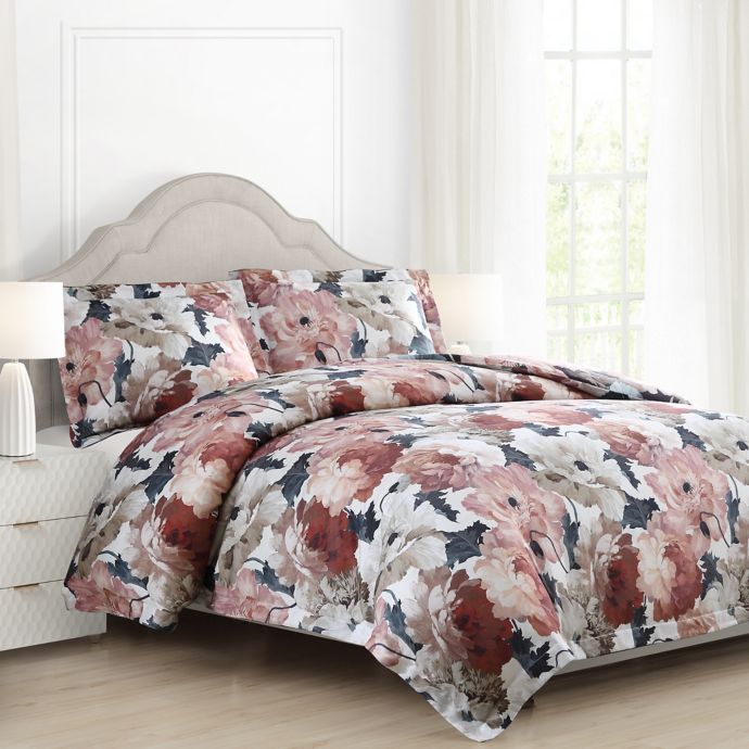 Auberne Floral Reversible Comforter Set In Black Bed Bath Beyond