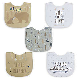 Neat Solutions® 5-Pack Boy Aspirational Water-Resistant Infant Bibs in Oatmeal/White