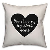 Designs Direct Icy Black Heart Square Throw Pillow
