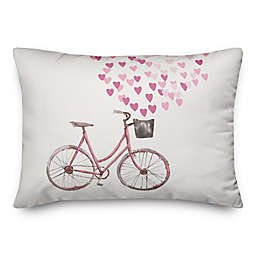 Designs Direct Valentine Bike Oblong Throw Pillow in White
