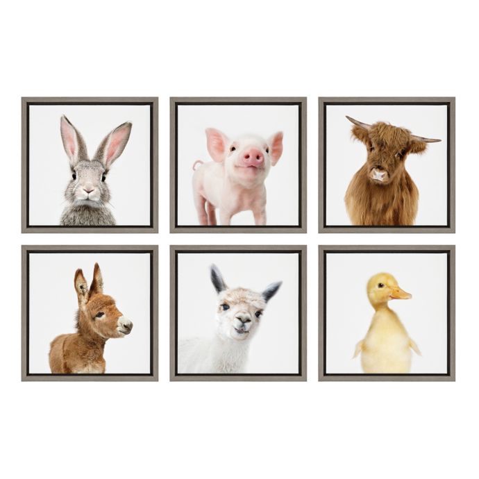 Kate And Laurel Sylvie Farm Animals 13 Inch Frame Canvas Wall Art Set Of 6 Bed Bath Beyond