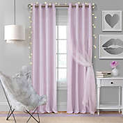 Elrene Aurora Kids 63-Inch Grommet Darkening Layered Sheer Curtain Panel in Lavender (Single)