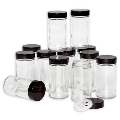 white glass spice jars