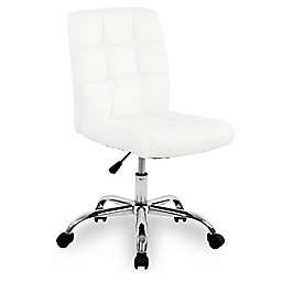 Poly And Bark Faux Leather Swivel Aria Office Chair in White