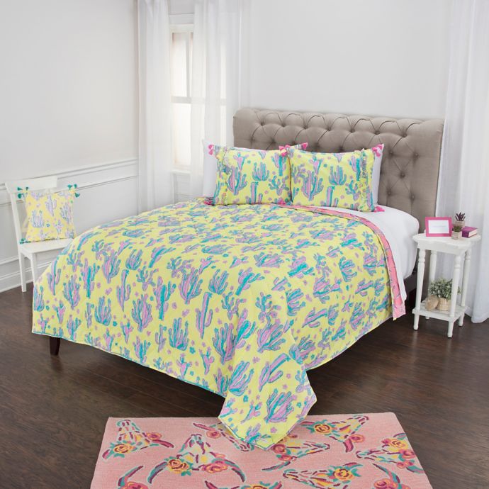 Simply Southern Cow Skull And Cactus Print Reversible Quilt Set