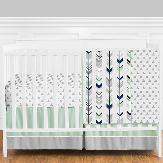 Alternate image 1 for Sweet Jojo Designs® Mod Arrow 4-Piece Crib Bedding Set in Grey/Blue