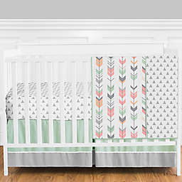 Sweet Jojo Designs Mod Arrow 4-Piece Crib Bedding Set in Mint/Coral