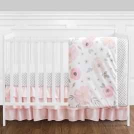 Sweet Jojo Designs Watercolor Floral Crib Bedding Collection In