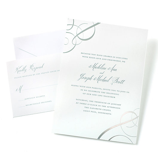 Alternate image 1 for Gartner Studios® 50-Count Foil Swirls Invitation Kit in Silver