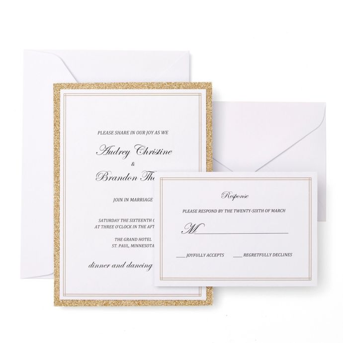 Gartner Studios 50 Count Glitter Invitation Kit In Gold Glitter