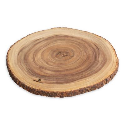 round wooden chopping board with handle