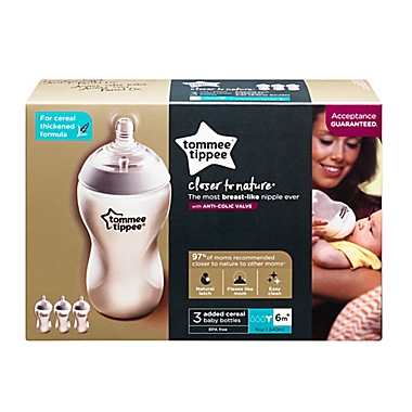 Tommee Tippee Closer to Nature 3-Pack 11 oz. Added Cereal Clear Bottles. View a larger version of this product image.