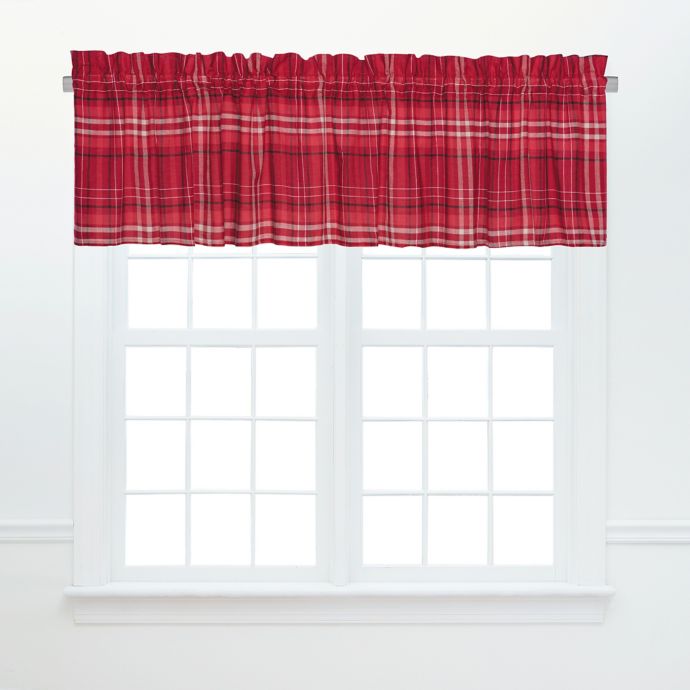 Anthony Plaid Ruffled Valance Pair in Red Bed Bath & Beyond