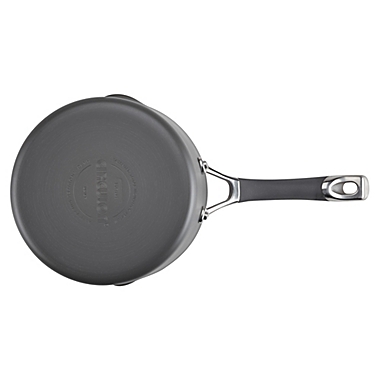 Circulon Radiance 3 qt. Nonstick Hard-Anodized Covered Straining Saucepan in Grey. View a larger version of this product image.