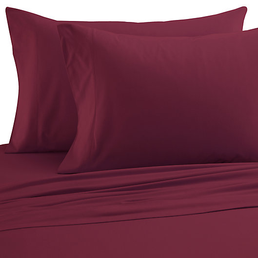 Alternate image 1 for Micro Flannel® Solid Twin Sheet Set in Wine