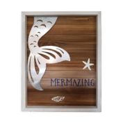 Sweet Bird & Co&trade; "The Mermaid Is In" 12-Inch x 15-Inch Metal Wall Art in Brown