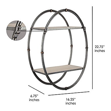 Masterpiece Art Gallery 23-Inch x 16-Inch Wood and Metal Oval Hanging Wall Shelf. View a larger version of this product image.