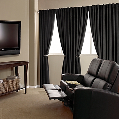 Absolute Zero Bradley 95-Inch Velvet Room Darkening Theater Curtain Panel in Black (Single). View a larger version of this product image.
