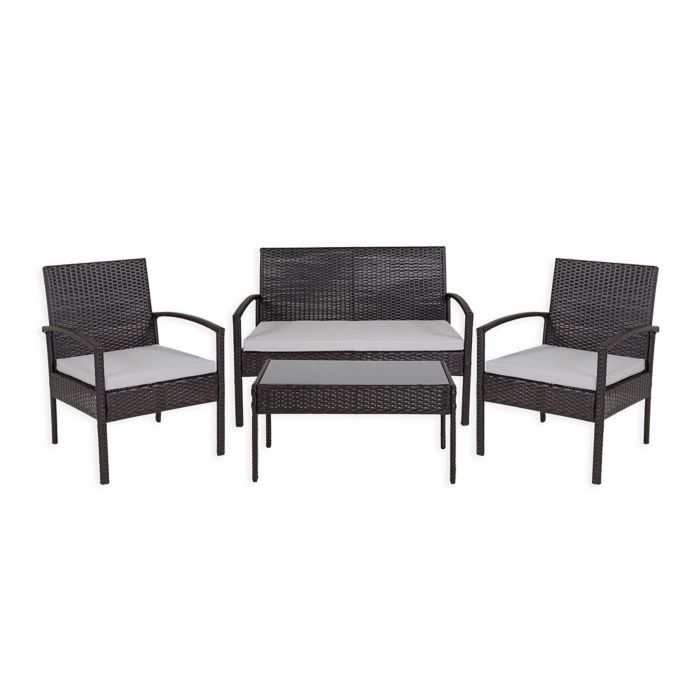 Flash Furniture Aransas 4 Piece Patio Set In Black Grey Bed Bath Beyond