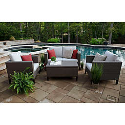 Laurel 4-Piece Deep Seat Resin Wicker Furniture Set in Sunbrella® Silver