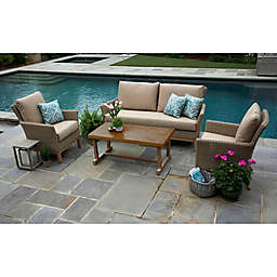 Cottonwood 4-Piece Deep Seat Resin Wicker Furniture Set in Sunbrella® Heather Beige