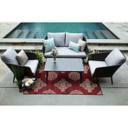 Willow 4-Piece Deep Seat Resin Wicker Furniture Set in Sunbrella® Ash