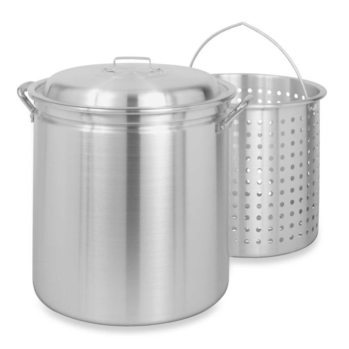 Bayou Classic Aluminum Stock Pot With Basket And Vented Lid