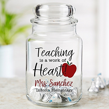 Inspiring Teacher Personalized Glass Treat Jar. View a larger version of this product image.