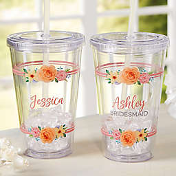 Floral Name Personalized Acrylic Insulated Tumbler