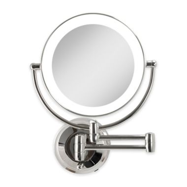 Zadro&trade; 10X/1X Dual-Sided Round LED Lighted Wall Mount Mirror in Chrome. View a larger version of this product image.