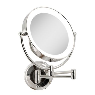 Zadro&trade; 10X/1X Dual-Sided Round LED Lighted Wall Mount Mirror in Chrome. View a larger version of this product image.