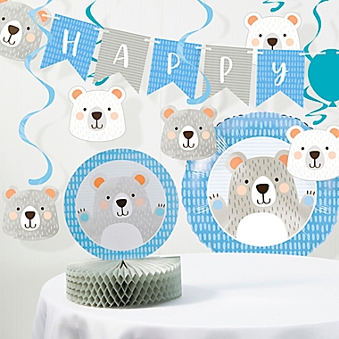Creative Converting&trade; 8-Piece Bear Party Birthday Decorations Kit in Blue. View a larger version of this product image.