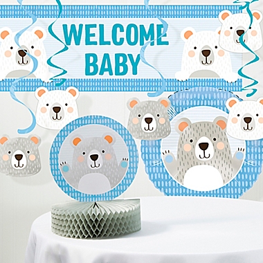 Creative Converting&trade; 8-Piece Bear Baby Shower Decorations Kit in Blue. View a larger version of this product image.
