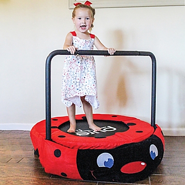 Pure Fun&reg; 36-inch Ladybug Plush Jumper Kids Trampoline with Handrail in Red. View a larger version of this product image.