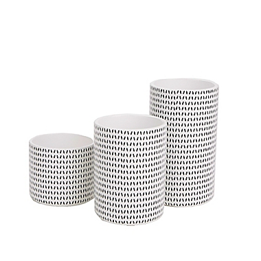 Mind Reader Oval Dot 3-Piece Canister Set in White/Dark Blue. View a larger version of this product image.