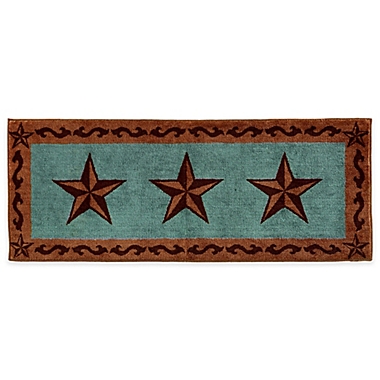 HiEnd Accents 24&quot; x 60&quot; Star Print Bath Rug in Turquoise. View a larger version of this product image.