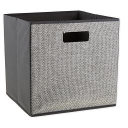ORG Crossweave 13-Inch Square Collapsible Storage Bin in Grey/White