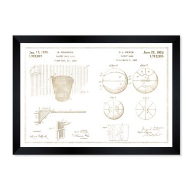 Oliver Gal&trade; Basketball and Hoop 1925 Blueprint Framed Wall Art. View a larger version of this product image.
