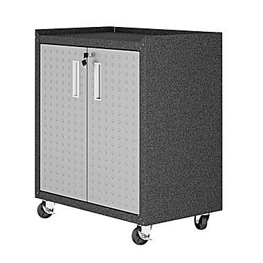 Manhattan Comfort Fortress 31.5-Inch Mobile Garage Cabinet with Shelves in Grey. View a larger version of this product image.