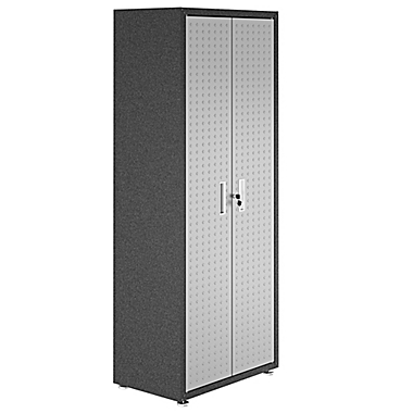 Manhattan Comfort Fortress Tall Hashmark Garage Cabinet in Grey. View a larger version of this product image.