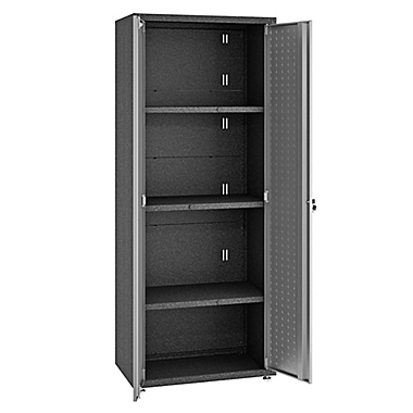Manhattan Comfort Fortress Tall Hashmark Garage Cabinet in Grey. View a larger version of this product image.