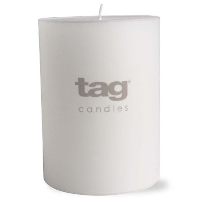 tag 3-Inch x 4-Inch Chapel Unscented Long Burning Pillar Candle in Ivory