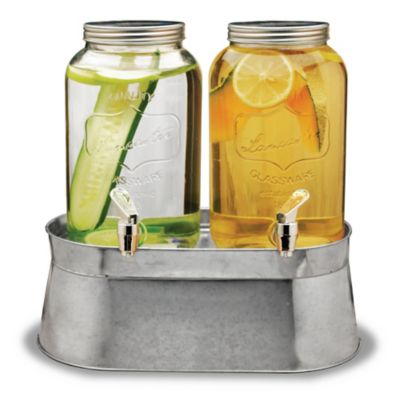 Circleware 69106 Triple XL Tall Yorkshire Beverage Drink Dispensers Lids and Black Metal Stand Clear 2.3 L