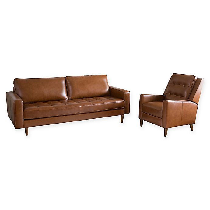 Tanya Mid Century Leather Sofa And, Abbyson Leather Sofa Sets