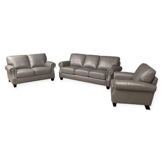 Abbyson Living Fiona 3 Piece Leather Sofa Loveseat And