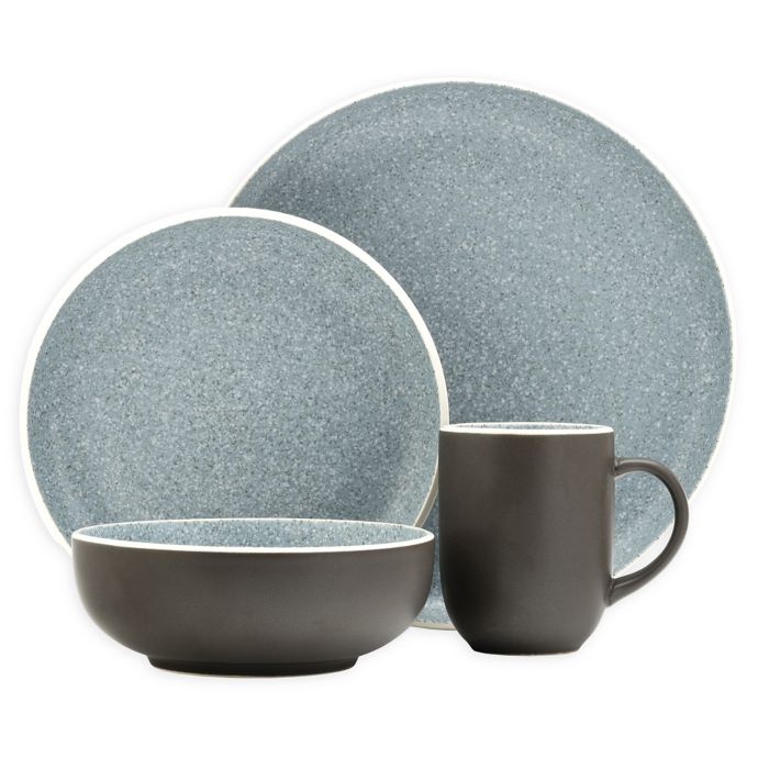 Sango Tailor Granite 16Piece Dinnerware Set in Blue/Brown Bed Bath & Beyond