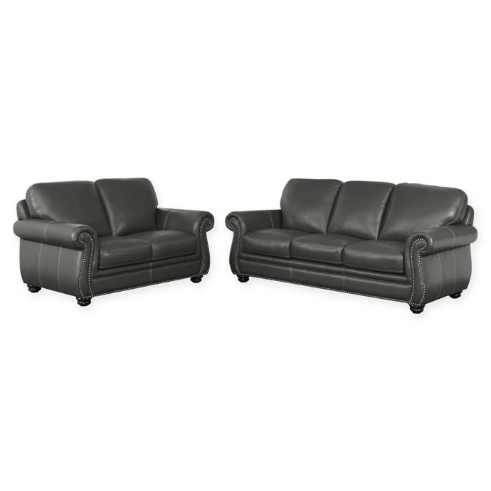 Abbyson Living Cassidy 2 Piece Leather Sofa And Loveseat