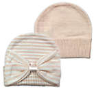 Alternate image 0 for NYGB&trade; Newborn 2-Pack Striped Ribbon and Solid Knit Hats in Pink